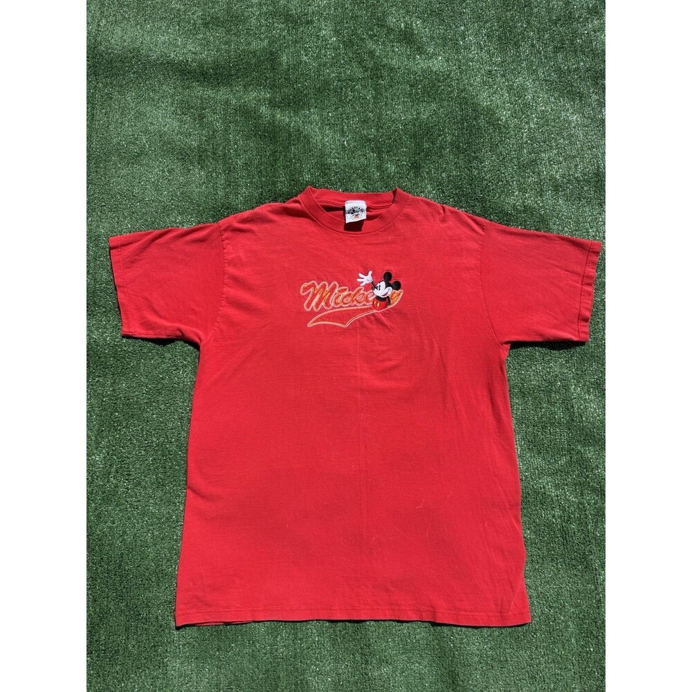 Vintage Disney Mickey & Co Mickey Mouse Embroidered Red Short Sleeve Shirt XL